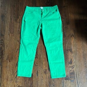 Crown & Ivy bright green cotton ankle pants. 10S.